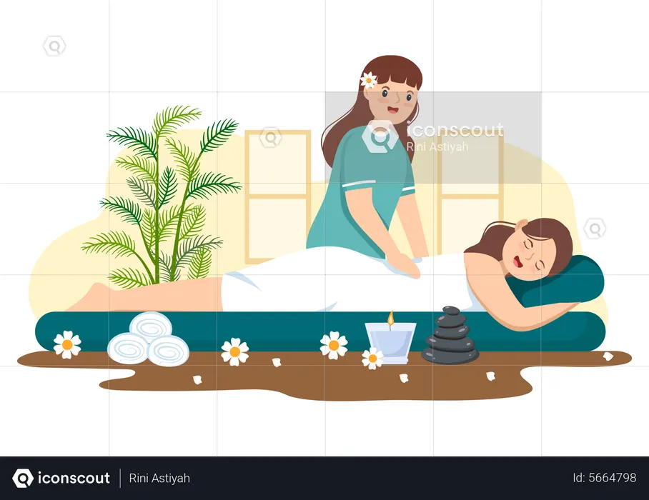 Woman getting massage treatment  Illustration