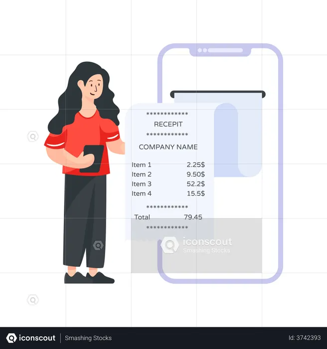 Woman getting online invoice  Illustration