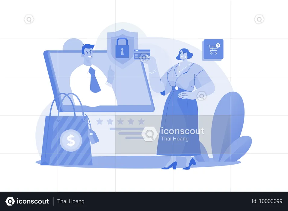 Woman getting online payment transaction security  Illustration