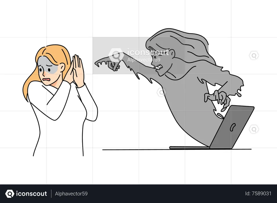 Woman getting online threats  Illustration