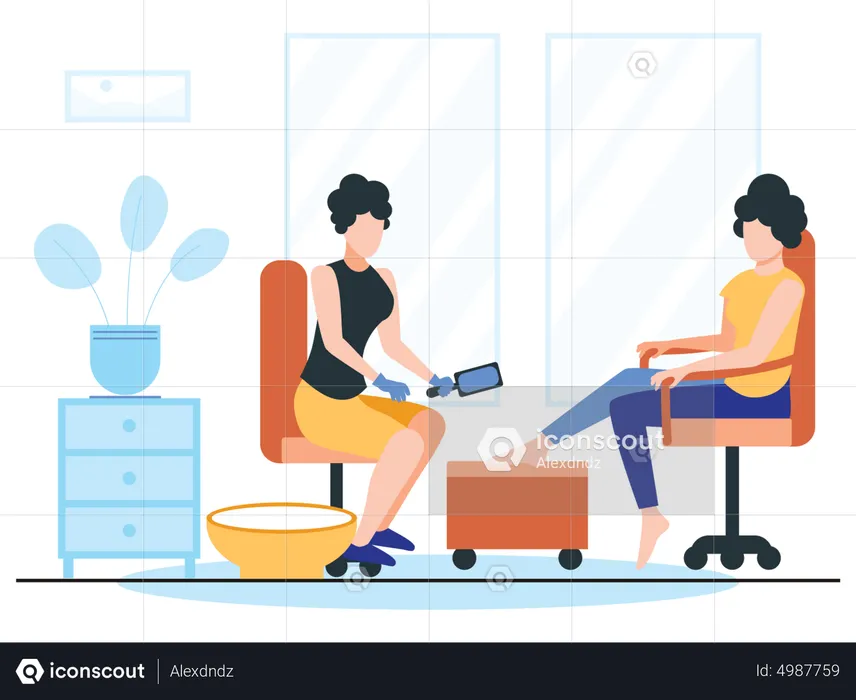 Woman getting pedicure at professional spa  Illustration