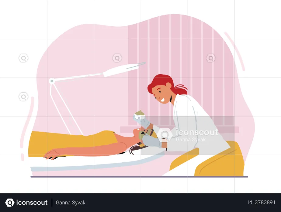 Woman Getting Professional Face Treatment  Illustration