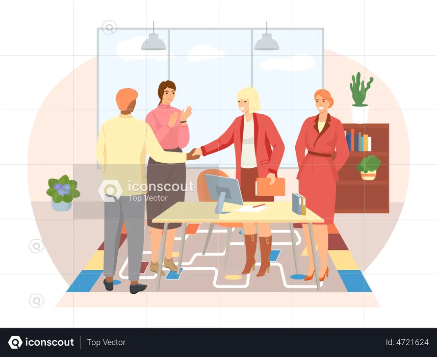 Woman getting promoted at work  Illustration