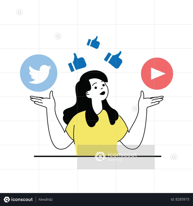 Woman getting social media feedback  Illustration