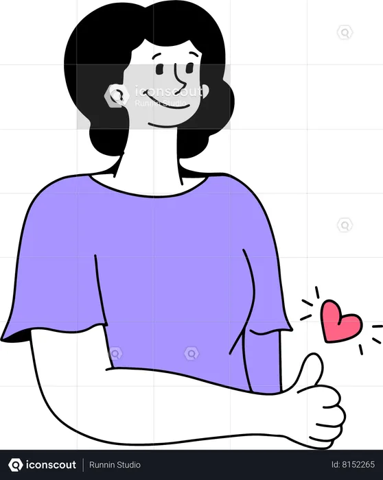 Woman Give Like With Thumbs Up  Illustration
