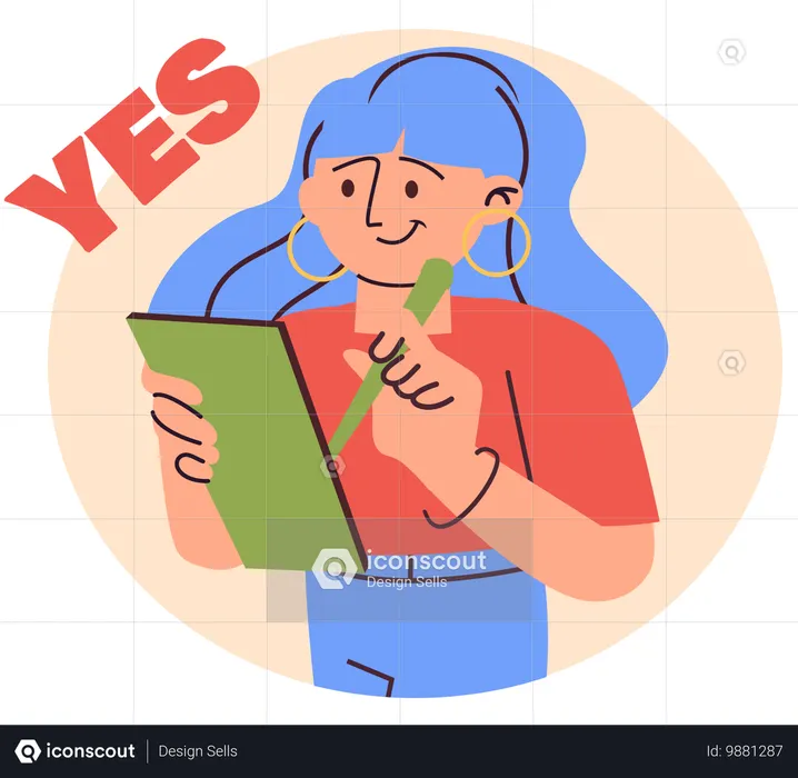 Woman gives positive feedback to company services  Illustration