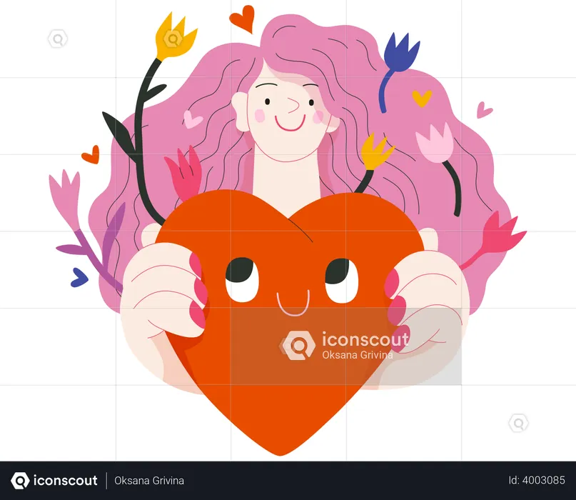 Woman giving a heart  Illustration