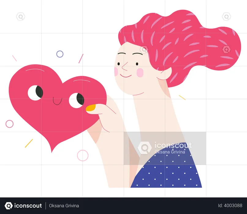 Woman giving a heart  Illustration