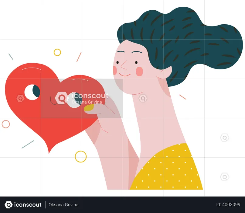 Woman giving a heart  Illustration