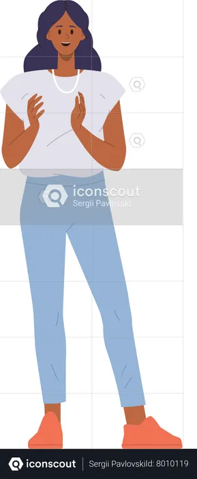 Woman giving acknowledgement by clapping hands  Illustration