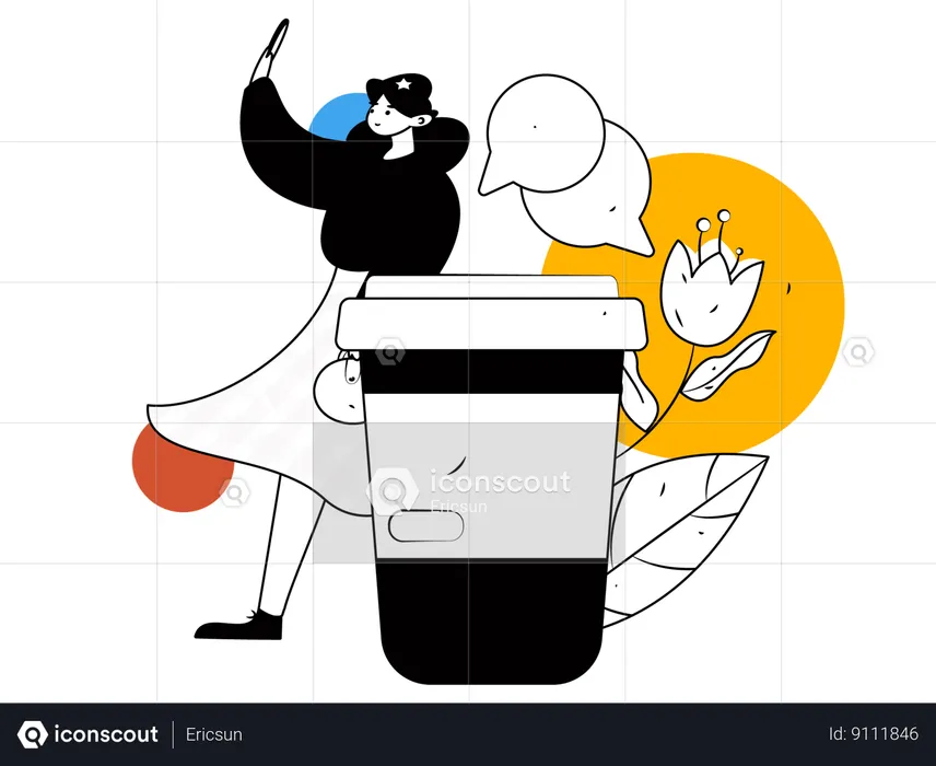 Woman giving coffee feedback  Illustration