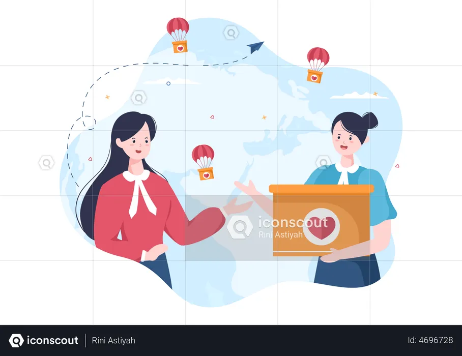 Woman giving donation box  Illustration