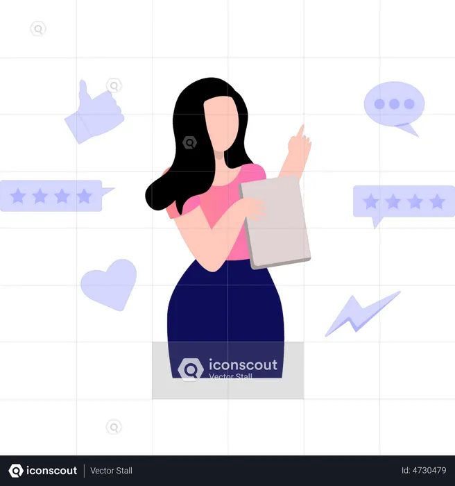 Woman giving feedback  Illustration