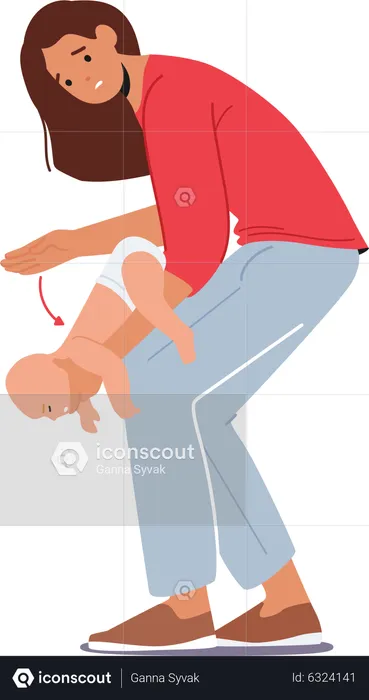 Woman giving Heimlich Maneuver to child  Illustration