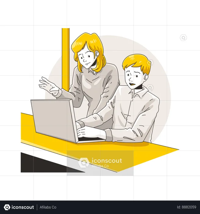 Woman giving instructions to one of employees  Illustration