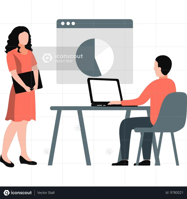 Woman giving interview to boss  Illustration