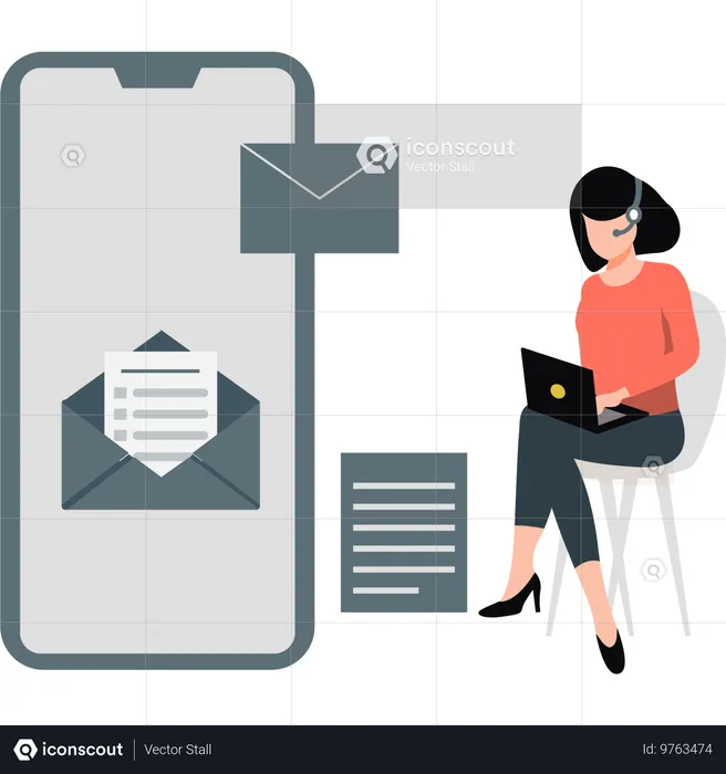 Woman giving online business services  Illustration