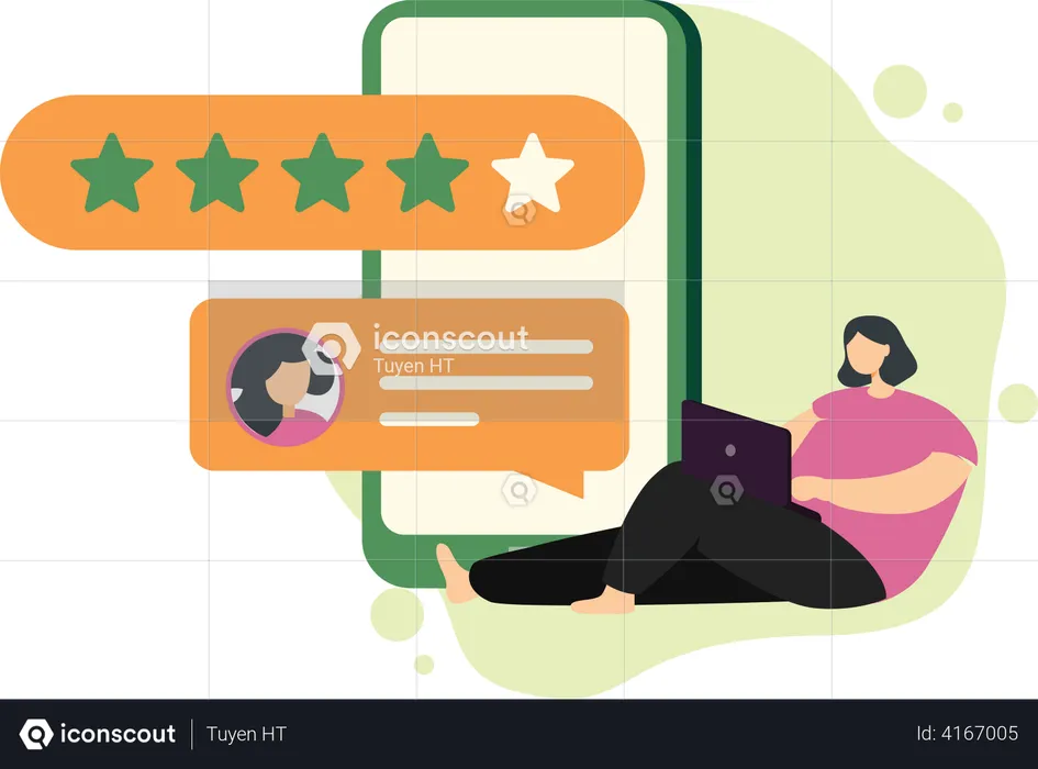 Woman giving online rating  Illustration