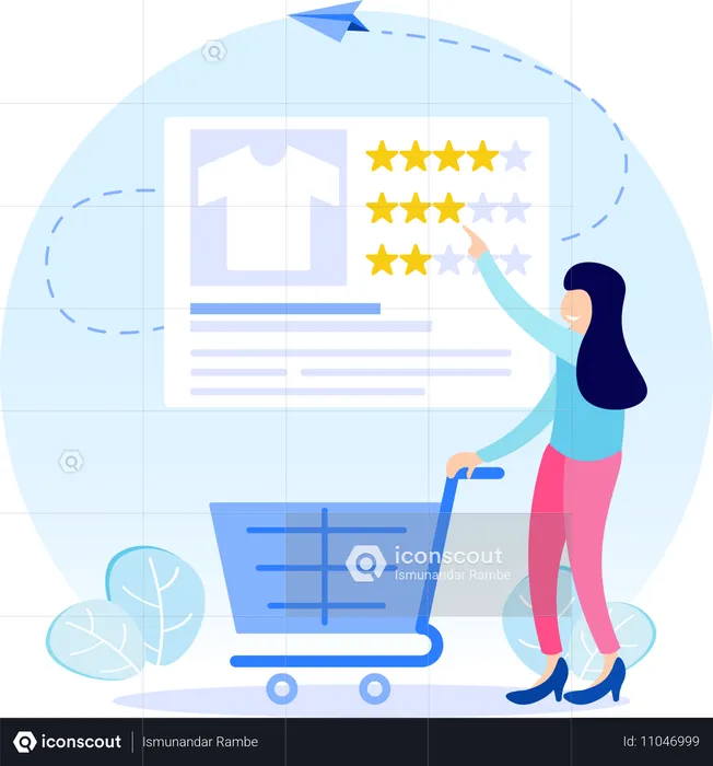 Woman giving online shopping rating  Illustration