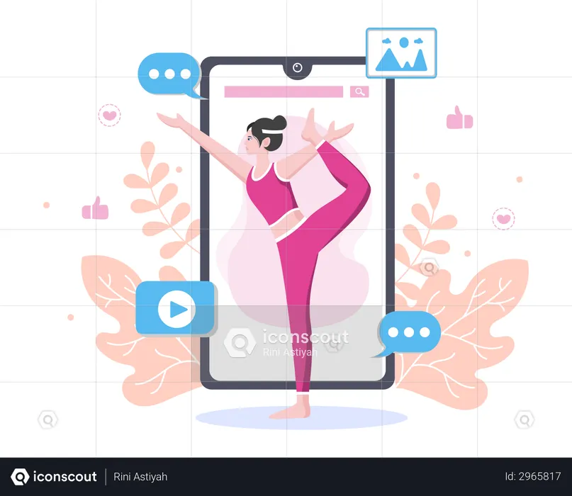 Woman Giving Online Yoga Classes  Illustration