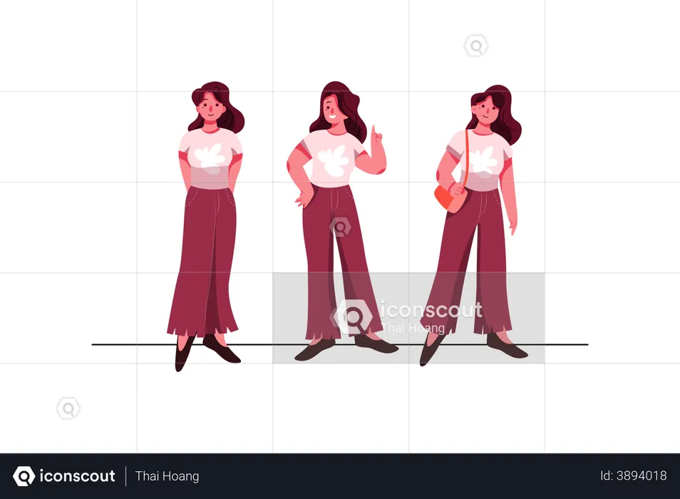 Woman giving poses  Illustration