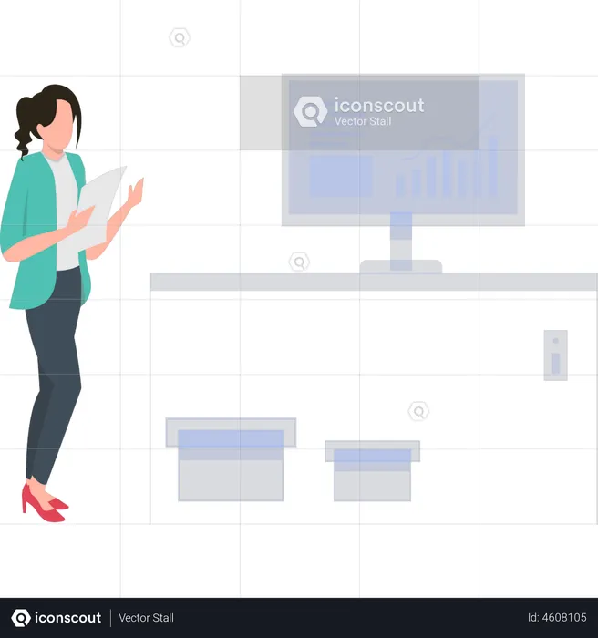 Woman giving presentation  Illustration