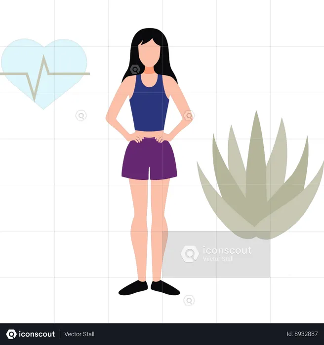 Woman Giving Standing Pose  Illustration