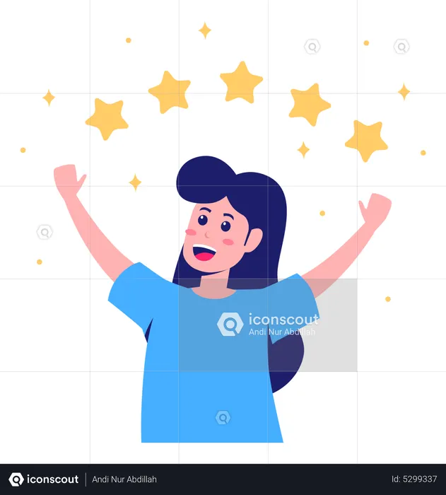 Woman giving star rating  Illustration