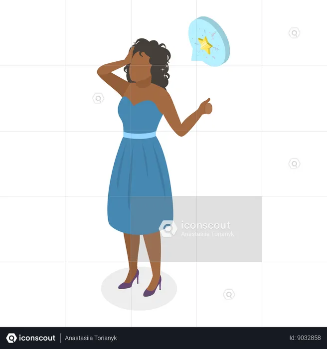 Woman giving star rating to hair treatment  Illustration