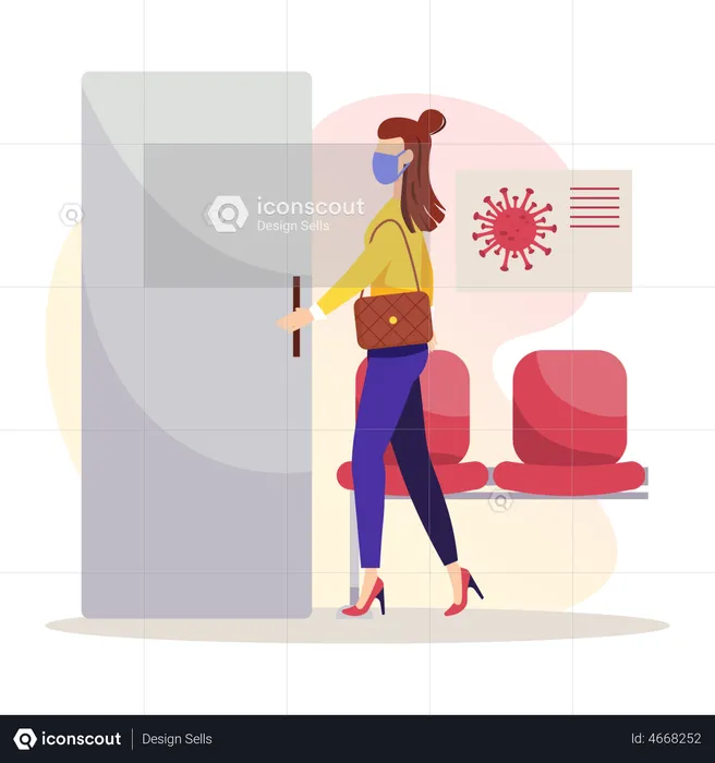 Woman goes to center and receives immune protection against viruses  Illustration