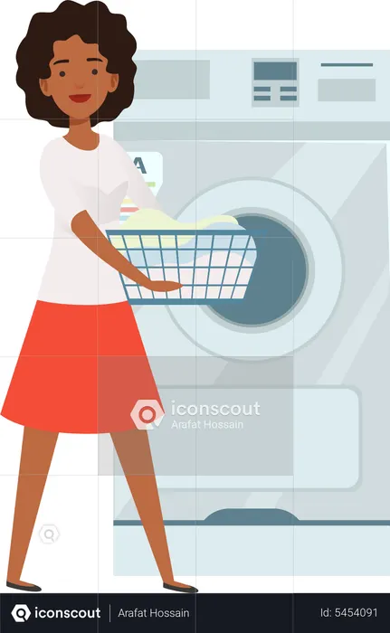 Woman going for laundry  Illustration