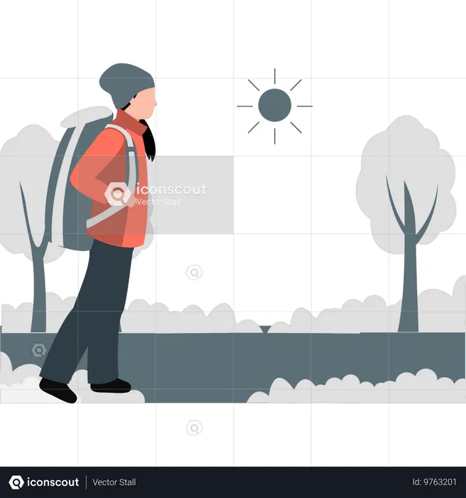 Woman going for trip alone  Illustration