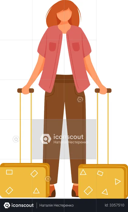 Woman going Holiday trip with suitcases  Illustration
