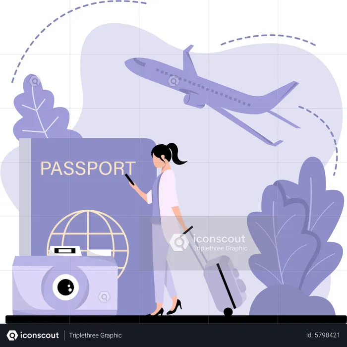 Woman going international trip  Illustration