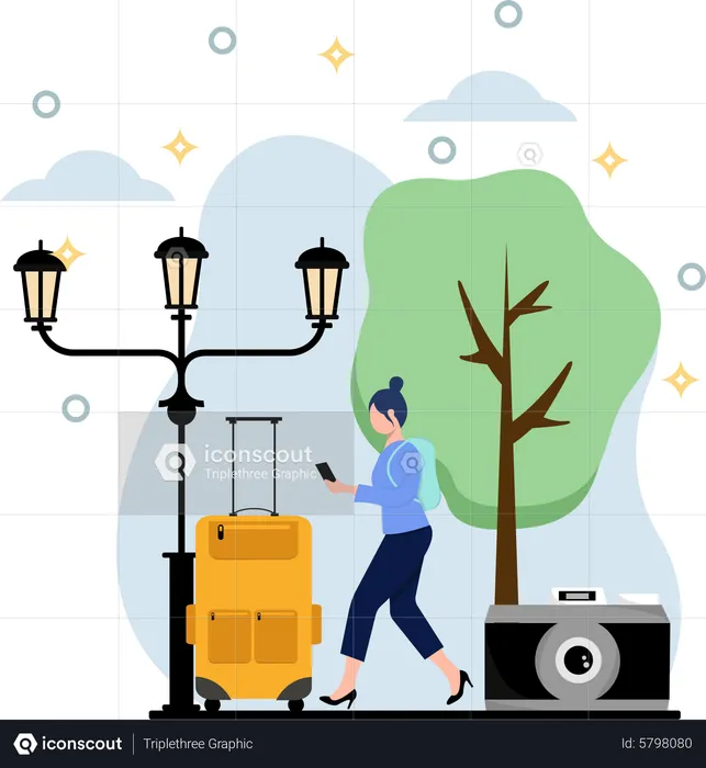 Woman going on trip  Illustration