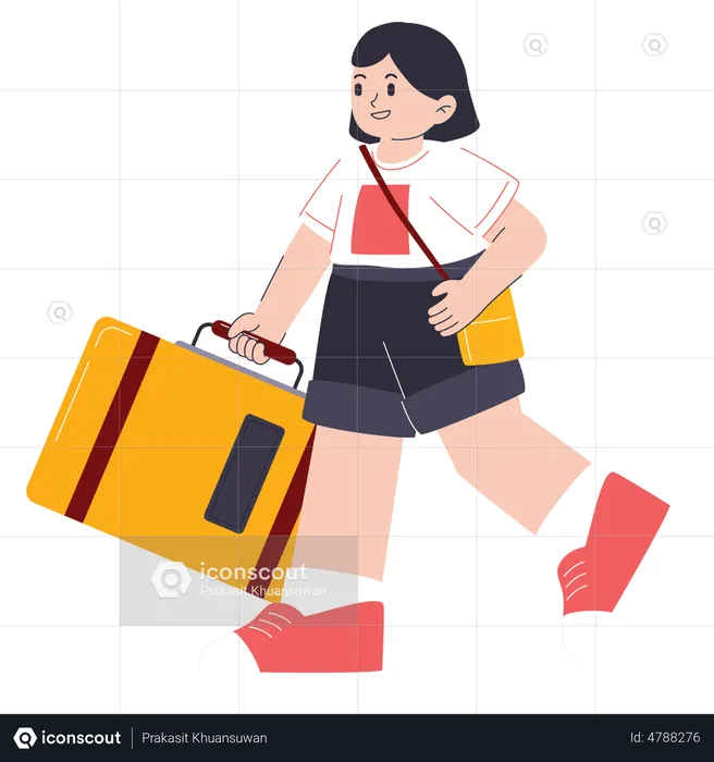 Woman Going On Vacation  Illustration