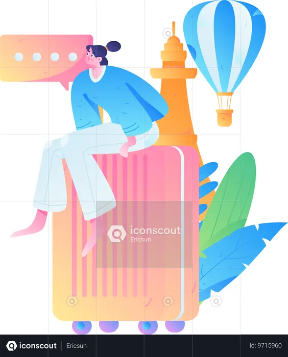 Woman going on vacation  Illustration