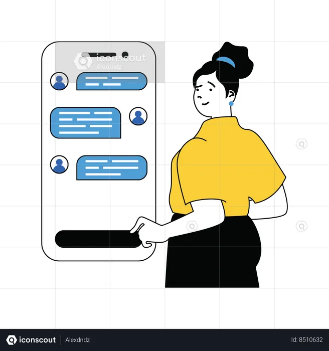 Woman going online chatting  Illustration