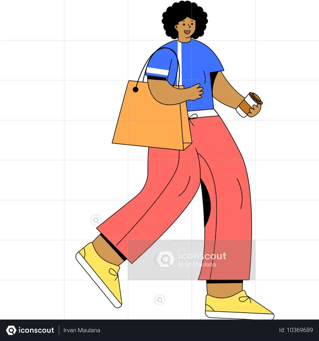 Woman going supermarket for shopping  Illustration