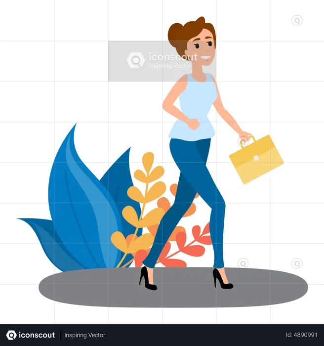 Woman Going To Office  Illustration