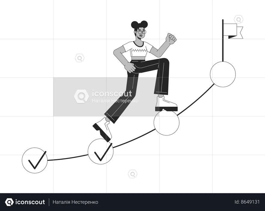 Woman going up on milestones  Illustration