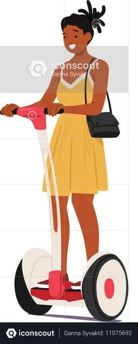 Woman Gracefully Rides Segway  Illustration