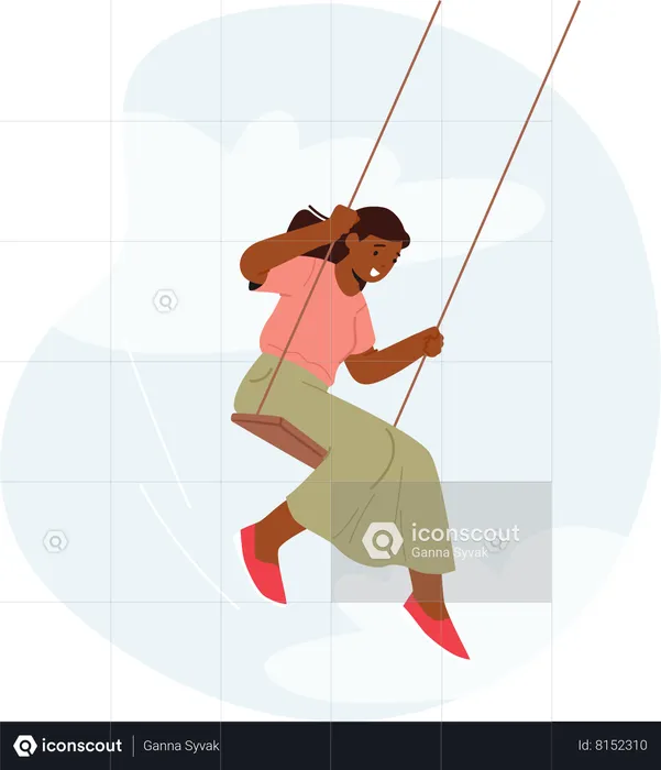 Woman Gracefully Sways On Swing  Illustration