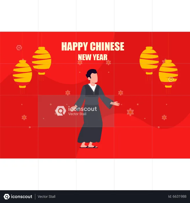 Woman greeting on Chinese New Year  Illustration