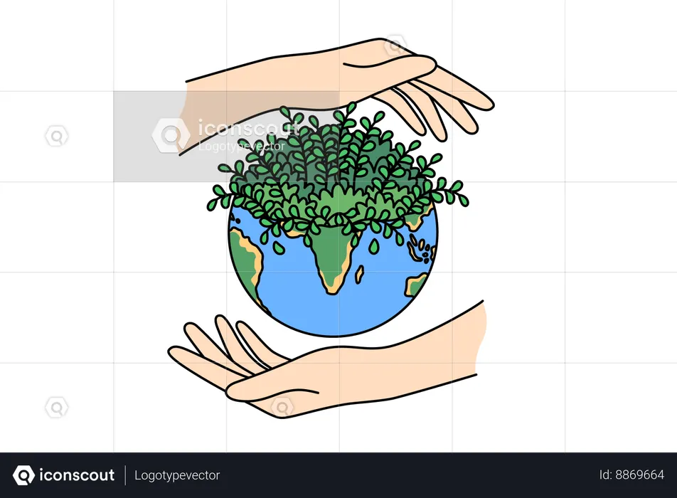 Woman grows more plants  Illustration