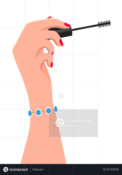 Woman hand holding mascara  Illustration