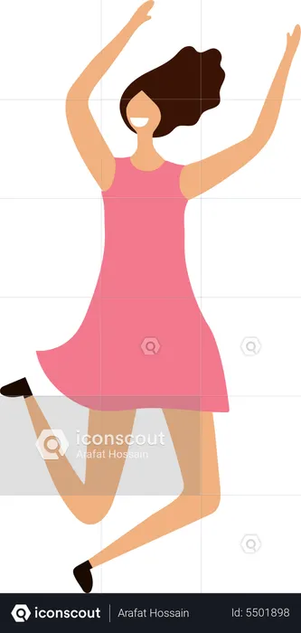 Woman Happy Jumping  Illustration
