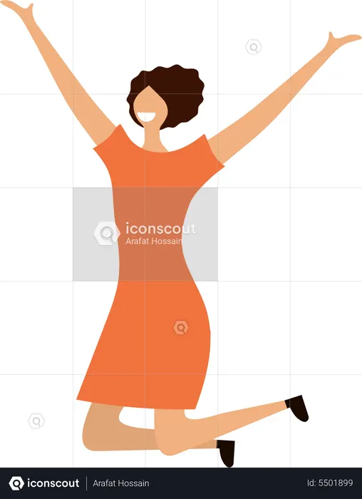 Woman Happy Jumping  Illustration