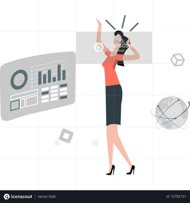 Woman happy with business strategy  Illustration