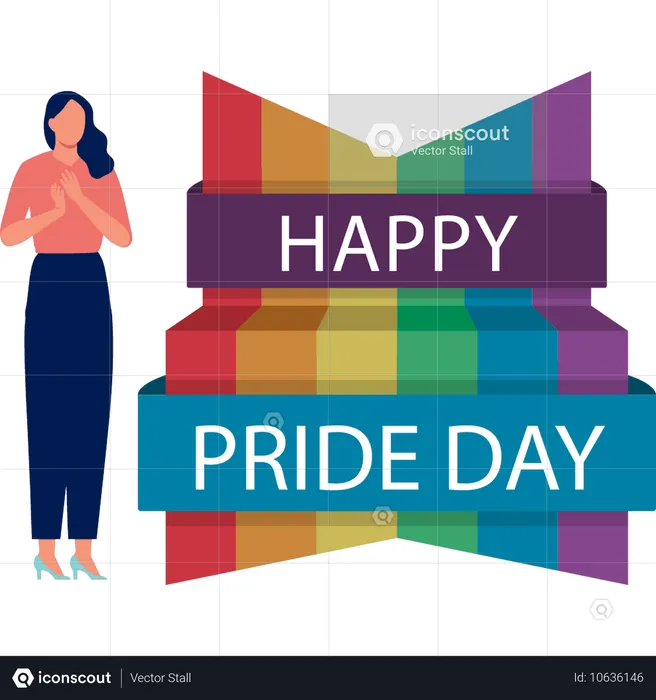 Woman happy with celebration of pride day  Illustration